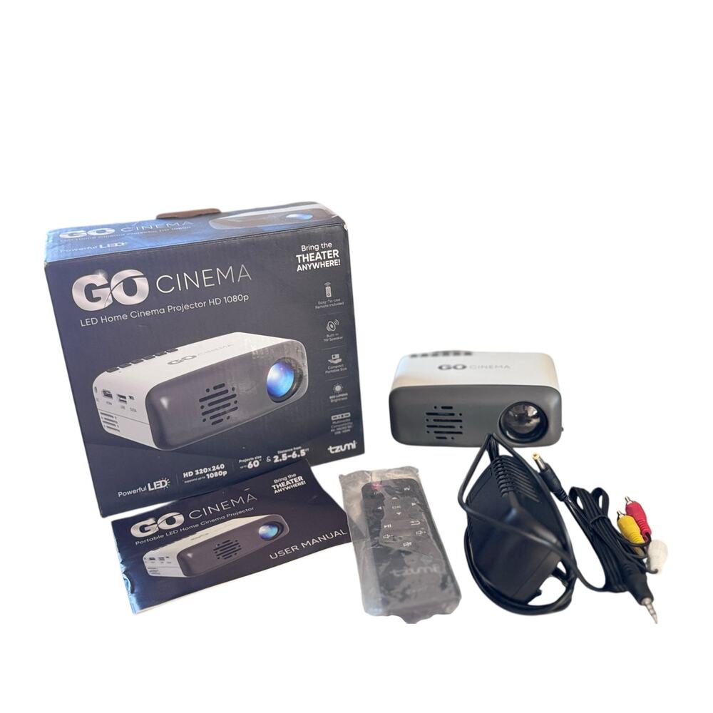 Tzumi GO Cinema LED Portable Home Projector HD 1080p - Open Box, 800 Lumens‎